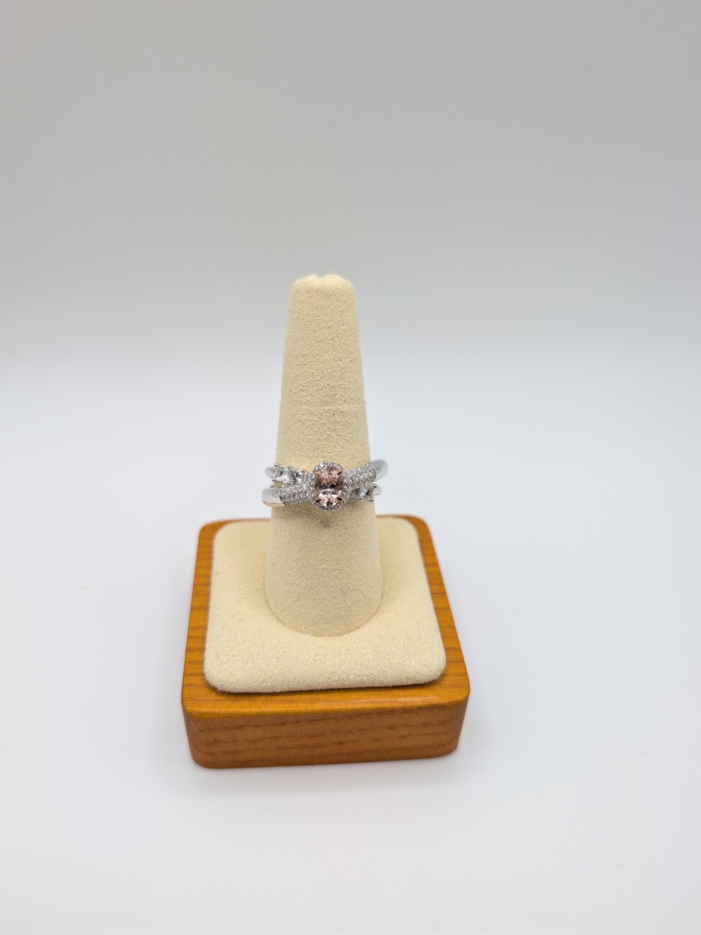 NWT Sterling Silver 1.41 CTW Genuine Morganite & White Topaz Ring Size 9